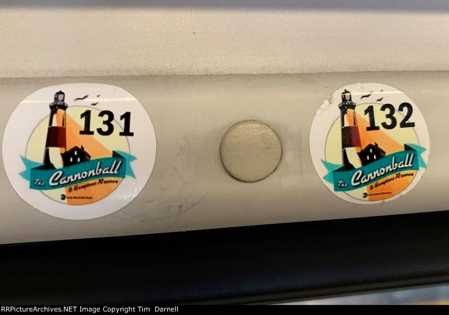 Seat # stickers on bi level cars.